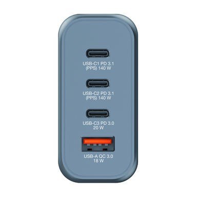 Ładowarka GNC-140 32203 GaN 140W, PD 3.1, QC 3.0 3x USB-C, 1x USB-A, UE / UK