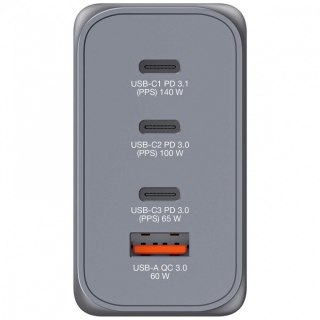 Ładowarka GNC-240 32205 GaN 240W, PD 3.1, QC 3.0 3x USB-C, 1x USB-A, UE / UK