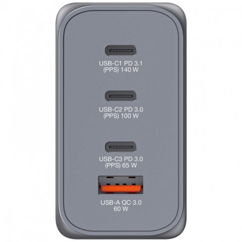 Ładowarka GNC-240 32205 GaN 240W, PD 3.1, QC 3.0 3x USB-C, 1x USB-A, UE / UK