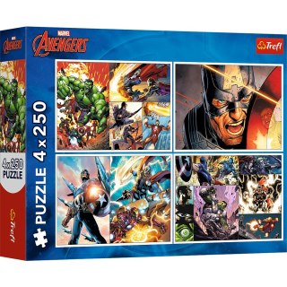 Puzzle 4x250 elementów Bohaterskie dni Avengers