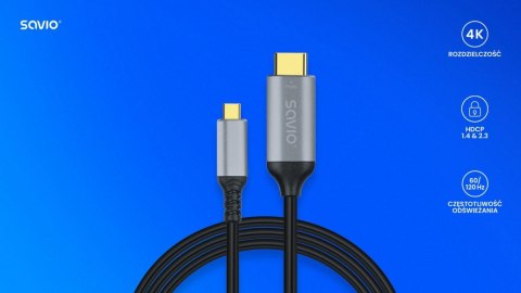 Kabel USB-C do HDMI v2.0b, 3m, miedź CL-184