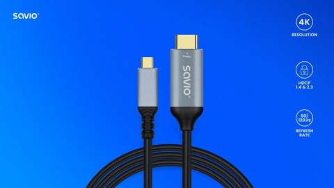 Kabel USB-C do HDMI v2.0b, 3m, miedź CL-184