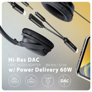 ADA-HCPD Zewnętrzna karta dźwiękowa USB-C 32bit DAC 3.5mm (F) złącze, 384kHz + PD 60W