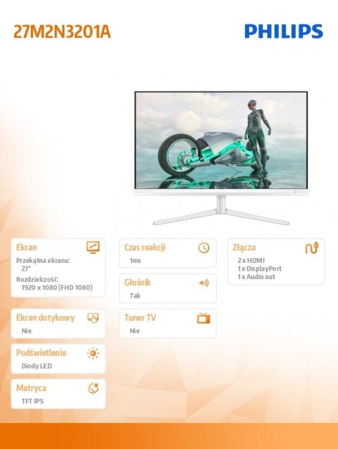 Monitor 27M2N3201A 27 cali IPS 180Hz HDMIx2 DP Pivot Głośniki