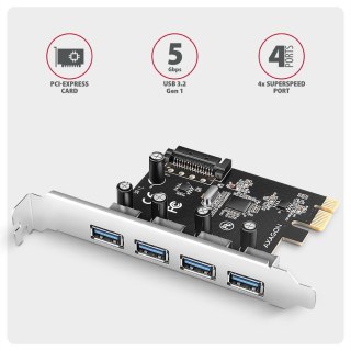 PCEU-430RS Kontroler PCIe 4x port USB 3.2 GEN 1, UASP, chipset Renesas, 15-pin SATA zasilacz