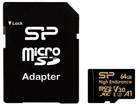 Karta pamięci microSDXC High Endurance 64GB V30 UHS-1 U3 A1 24/7 + ADAPTER microSD-SD