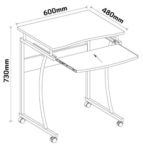 Biurko komputerowe mobilne Techly 600x480mm czarne