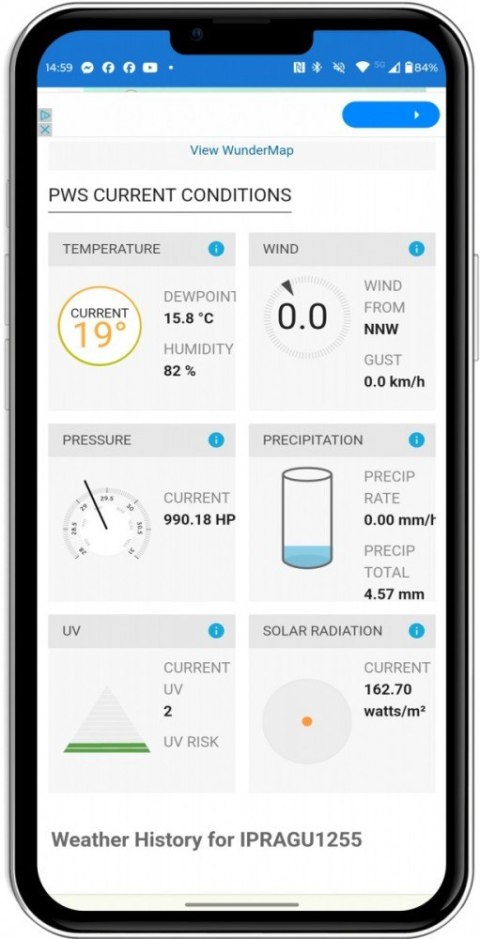 Profesjonalna Stacja meterologiczna wifi SMART z czujnik 7w1