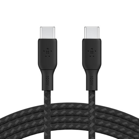 Kabel w oplocie USB-C do USB-C 100W 3m czarny