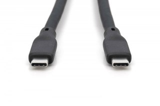 Kabel połączeniowy silikonowy USB-C - USB-C, USB 3.2 Gen2 10G 4K 100W, 0,5m Czarny