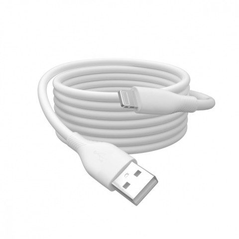 Kabel zasilający silikonowy USB-A - Lightning, USB 2.0 12W, certyfikat MFI, 0,5m Biały