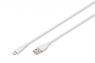 Kabel zasilający silikonowy USB-A - Lightning, USB 2.0 12W, certyfikat MFI, 1m Biały