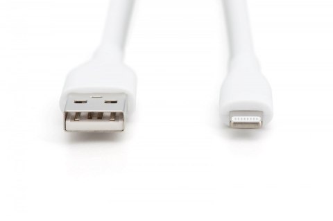 Kabel zasilający silikonowy USB-A - Lightning, USB 2.0 12W, certyfikat MFI, 1m Biały