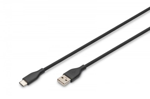 Kabel zasilający silikonowy USB-A - USB-C, USB 2.0 60W, 0,5m Czarny