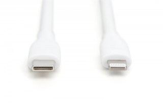 Kabel zasilający silikonowy USB-C - Lightning, USB 2.0 60W, certyfikat MFI, 0,5m Biały