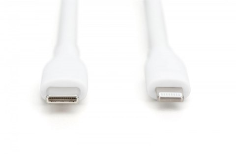 Kabel zasilający silikonowy USB-C - Lightning, USB 2.0 60W, certyfikat MFI, 1m Biały