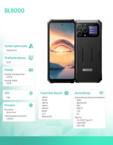 Smartfon BL8000 6.78\" 12/512GB 8800 mAh czarny Smartfon BL8000 6.78\" 12/512GB 8800 mAh czarny