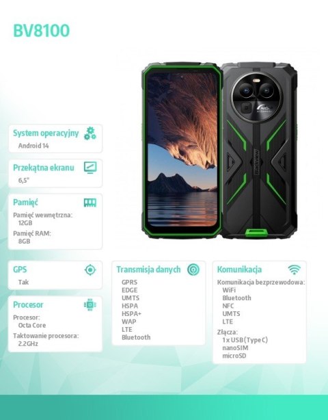 Smartfon BV8100 6.5" 8/256 GB 8800 mAh Zielony Smartfon BV8100 6.5" 8/256 GB 8800 mAh Zielony