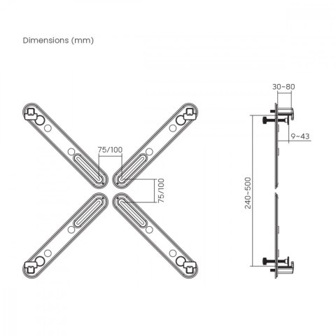 Adapter do ekranów bez otworów VESA MC-990 max 10kg, 17-32 cale Czarny