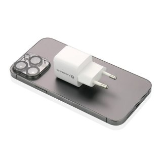 Ładowarka sieciowa GaN 1X USB, 1X USB-C 20W QC3.0 Biała