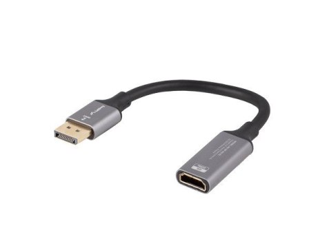 Adapter Displayport(M)- HDMI(F)4K na kablu 20cm srebrny