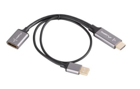 Adapter HDMI(M)-Displayport(F)4K na kablu 20cm srebrny