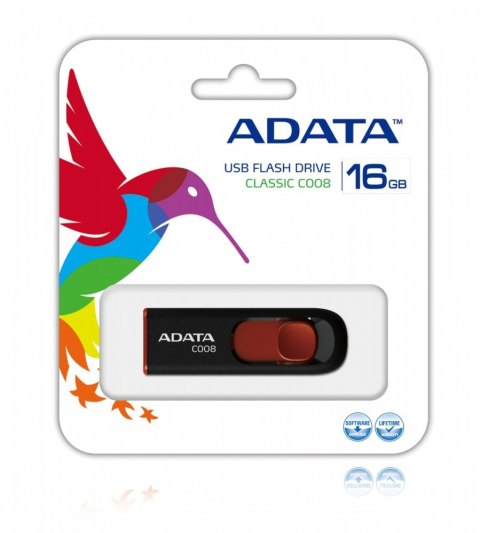 Pendrive DashDrive Classic C008 16GB USB2.0 czarno-czerwony