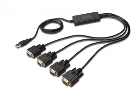 Konwerter/Adapter USB 2.0 do 4x RS232 (DB9) z kablem USB A M/Ż dł. 1,5m