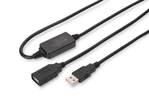 Kabel przedłużający USB 2.0 HighSpeed Typ USB A/USB A M/Ż aktywny, czarny 15m