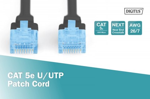 Patch cord U/UTP kat.5e PVC 3m czarny