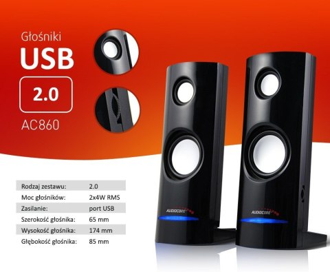 Głośniki komputerowe 8W USB AC860 Głośniki komputerowe 8W USB AC860