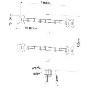 Uchwyt do 4 monitorów LED/LCD 13-27" L-04N