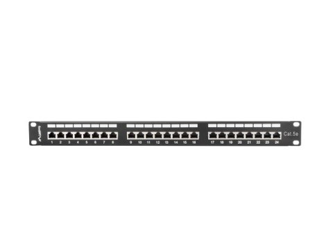 Patch Panel 24 Port 1U Kat.5E czarny ekranowany