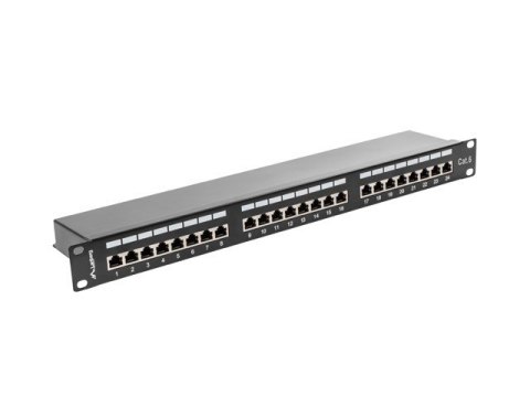 Patch Panel 24 Port 1U Kat.6 czarny ekranowany