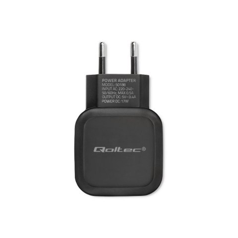 Ładowarka sieciowa 17W | 5V | 3.4A | 2xUSB + kabel USB typC