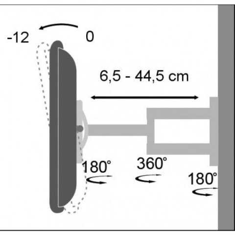 Uchwyt ścienny LCD/LED 19-37cali podwójne ramię, 25kg, czarny