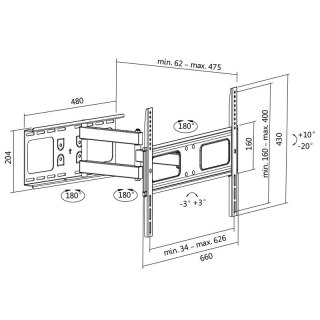 Uchwyt ścienny LCD/LED 37-70, max. 50kg