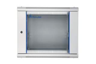 Szafka wisząca rack 9U 600x600 szara szklane drzwi