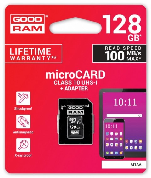 Karta pamięci microSDHC 128GB CL10 UHS I + adapter