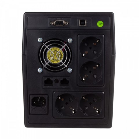 Zasilacz awaryjny UPS Line-Ineractive LED, 1500VA/900W, 2x12V/9Ah, AVR, 4xSCHUKO, USB, RS232, RJ45 Zasilacz awaryjny UPS Line-Ineractive LED, 1500VA/900W, 2x12V/9Ah, AVR, 4xSCHUKO, USB, RS232, RJ45