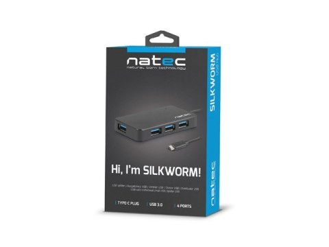 Koncentrator USB 4 porty Silkworm USB 3.0 czarny USB-C