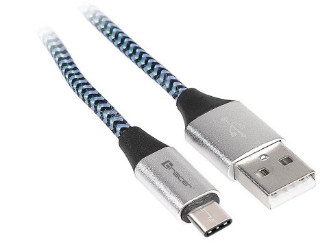 Kabel USB 2.0 Type-C A męski - C męski 1,0m czarno-niebieski Kabel USB 2.0 Type-C A męski - C męski 1,0m czarno-niebieski