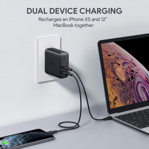 PA-D3 ładowarka sieciowa 2xUSB Power Delivery (1xUSB A+1xUSB C) 60W 5.4A