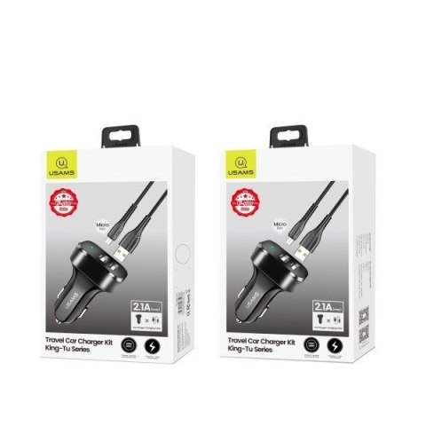 Ładowarka samochodowa 2xUSB C13 2.1A microUSB czarny NTU35MC13TZ