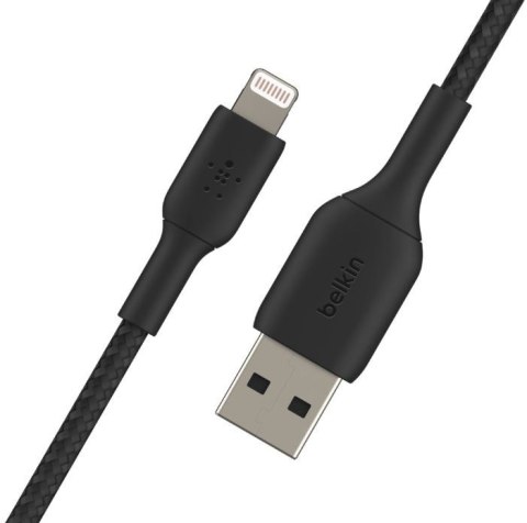 Kabel Braided USB- Lightning 1m czarny