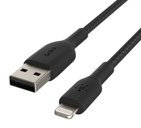 Kabel Braided USB- Lightning 1m czarny