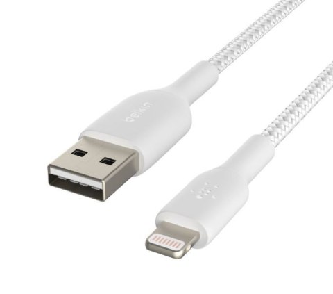 Kabel Braided USB- Lightning 2m biały